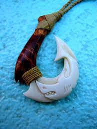 Shark Fish Hook Necklace Made With Bone And Koa Wood High Fish Hook Necklace Bone Carving Antler Crafts