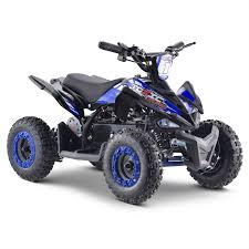 Unlike ordinary bicycles, our quadricycles feature four wheels and a sturdy steering wheel for superior operation, control and stability, making it perfect for both young and old alike. Funbikes Toxic 800w Black Blue Kids Electric Mini Quad Bike V2