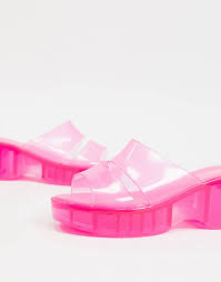 Curbside pickup · shop best sellers · save with coupons Asos Design Favourite Chunky Double Strap 90s Jelly Sandals In Pink Asos
