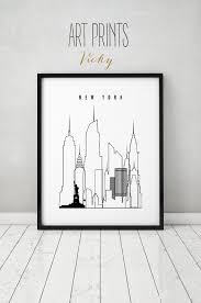 Black And White New York City Posters New York Art Print Poster Skyline Minimalist By Artprintsvicky City Wall Art Posters Art Prints Black And White Wall Art