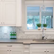 City Glam In The Country White Marble Backsplash Marble Tile Backsplash Grey Countertops