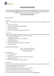 Lihat informasi lowongan kerja mahasiswa sukoharjo terbaru hari ini di mamikos.com. Loker Semarang Di Pt Kelola Jasa Artha Kejar Semarang Untuk Posisi Kasir Cit Kasir Atm Lowongan Yogyakarta Solo Semarang Kerja