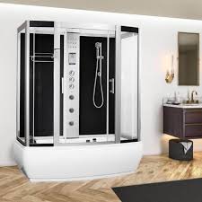 Soaking tub helps you the bootzcast 60 in. Vidalux Aegean Black 1700mm X 900mm Steam Shower Cabin And Whirlpool Bath