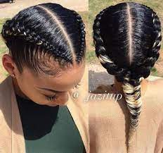 Now repeat on the other half of your hair and secure your two french braids in place with a hairband. Useful 19 Two French Braids Black Hairstyles New Natural Hairstyles Natural Hair Styles Two Braid Hairstyles Braids For Black Hair