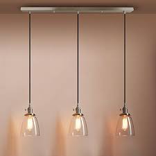 Pathson Industrial Modern Vintage Loft Bar Kitchen Ceiling Pendant Lights Fittings Cluster Chandelier Glass Lampshade Hanging 3 Lights Fixt Copper Lighting Industrial Ceiling Lights Copper Pendant Lights
