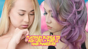 An ash grey and purple hair will undoubtedly be a fabulous makeover for any bold woman who wants to impress. Platinum Blonde To Ash Grey And Purple Ombre Hair Transformation Mbex 2016 Kyrie Moon Youtube