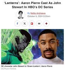 Welcome to the DCU, Aaron Pierre. I couldn't be happier with our new Green  Lantern, John Stewart! #lanterns
