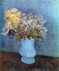 The earlier series executed in paris in 1887 gives the flowers lying on the ground, while the second set executed a year later in arles shows bouquets of sunflowers in a. Vase With Lilacs Daisies And Anemones By Vincent Van Gogh Van Gogh Vincent