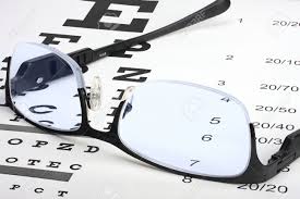 Eye Glasses With Thin Frame Lying On Snellen Chart
