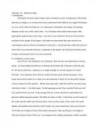 Once you've answered a few basic questions, look at your responses and see if you can identify any. Theology 104 Reflection Paper Essay