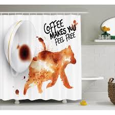 Coffee Art Shower Curtain Bear Silhouette With Spilled Coffee Cup With Inspirational Quote Fabric Bathroom Set With Ho Coffee Art Coffee Cups Bear Silhouette