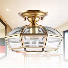 High End Brass Ceiling Light Fixtures With Glass Shade