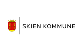 En annen variant av byvåpenet har ikke noen krone på toppen, men denne versjonen er den som brukes av kommunen selv. Skien Telemark Norway