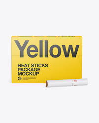 Download Heat Sticks Package Mockup Front View In Box Mockups On Yellow Images Object Mockups PSD Mockup Templates