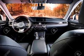 Luxury cars are all about comfort and opulence. Dark Luxury Car Interior Steering Wheel Shift Lever And Dashboard Car Inside Forest Road Lizenzfreie Fotos Bilder Und Stock Fotografie Image 123662534