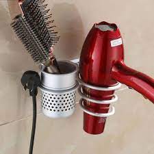 New Hair Dryer Holder Rack Wall Mounted Organizer Storage With Cup For Bathroom Sanmersen Hair Dryer Holder Wall Mounted Hair Dryer Hair Dryer