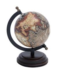 Woodland Imports Metal Wooden Globe Winter Wood Globe Wooden