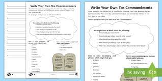 Write Your Own Ten Commandments Writing Worksheet Worksheet