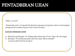 B jika pernyataan itu menerangkan diri anda, hitamkan (y) dan jika tidak menerangkan. Inventori Personaliti Warna Sidek