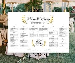 Wedding Seating Chart Printable Personalized White And Gold Gold Laurel Wreath Digital Wedding Or Birthday Party Seating Plan Poster Sizes