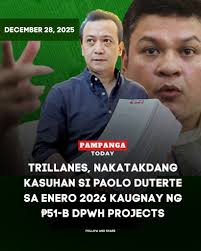 Former Senator Antonio Trillanes IV has announced his intention to file a  case in January 2026 against Davao City Representative Paolo “Pulong”  Duterte regarding the alleged ₱51 billion worth of DPWH projects