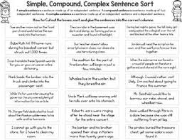 Simple Compound And Complex Sentence Sort Complex