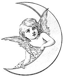 Nice Angel Moon Vintage Graphics Fairy Coloring Page Angel Coloring Pages Fairy Coloring Fairy Coloring Pages