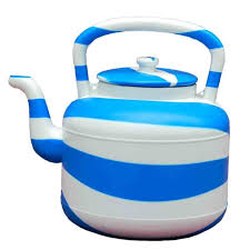 African Water Kettle Made Of Salvaged Plastic Practically Green Kettle African Crafts Blue And White