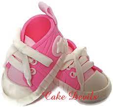 Baby Shower Sneakers Cake Topper Fondant Sneakers With Grommets Handmade Baby Sneakers Baby Shower Cake Decorations Baby Shoes Cake Handmade Fondant Sh