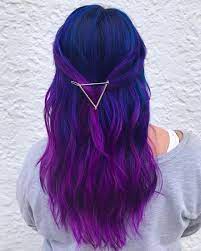 Whimsical curly bob and purple color melt by @briana_rachelle looks like we are going to have a beautiful fall. 35 Blue And Purple Hair Color Ideas