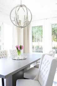 Gray Dining Table With White Wingback Dining Chairs Transitional Dining Room Grey Dining Tables White Dining Room Grey Dining Room