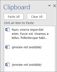 How do i access something i copied to clipboard? Use The Office Clipboard Word