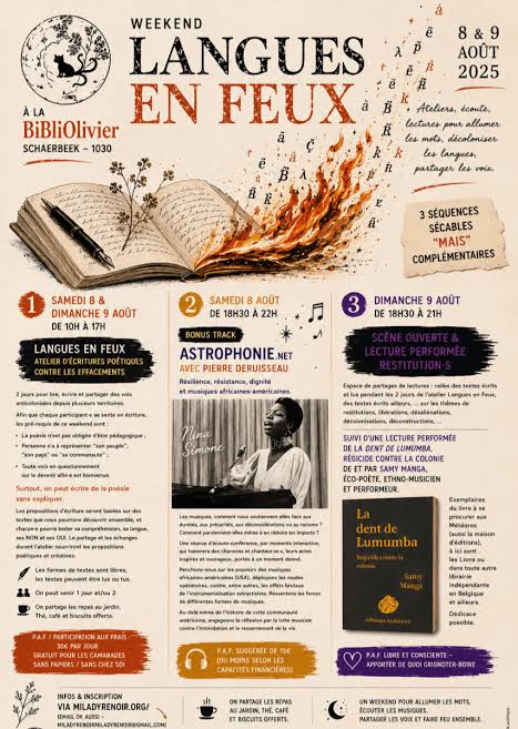 Il reste des places au weekend Langues de Feux les ! & 9 août à la  BiBliOlivier – La CoUrBE du CUBE