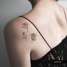 Sep 25 2019 beautiful flower tattoos. Flowers Temporary Tattoo Floral Bouquet Peony Nature Black Gray Monochrome Simple Minimalist Line Illustration Dainty Delicate
