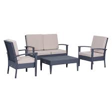 Safavieh Myers Outdoor Loveseat 4 Piece Set Outdoor Loveseat Outdoor Furniture Sets Outdoor Sofa Sets
