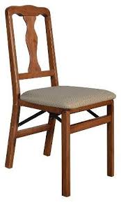 2 Piece Folding Chair With Blush Fabric Seat Cherry Stakmore Wood Folding Chair Traditional Dining Room Sets Chair