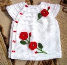 Tunus Isi Gullu Yelekli Beyaz Kiz Bebek Yelek Modeli Nazarca Com Baby Knitting Patterns Krose Orgu