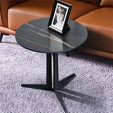 With a mixed material design of a bottom glass shelf, durable laminate tabletop, and round metal legs for an altogether stunning piece. Table Round Side Table End Table Coffee Table Night Stand With Metal Frame Sturdy Modern Style Slate Concrete For Living Room Bedroom Black And White Buy Online At Best Price In Uae