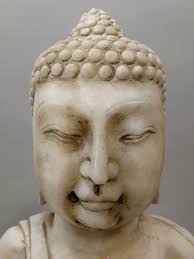 Alte Stein Buddha Figur Thailand Marmor Quarz Skulptur 38cm 12kg