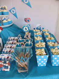 Smurfs Birthday Party Ideas Photo 51 Of 61 Smurfs Party Smurfs Party Decorations Diy Unicorn Birthday Party