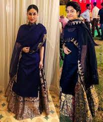 Left Kareena Kapoor Khan In Blue Lehenga Right Me Akanksha From Fictitious Fashion Party Wear Indian Dresses Indian Fashion Dresses Pakistani Women Dresses