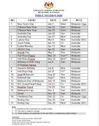 Check malaysian federal holidays for the calendar year 2020. Public Holidays Portal