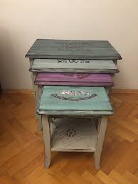 Cok Renkli Renkli Eskitme Zigon Sehpa Takimi Dekopasaj Com Dekopasaj Com Mobilya Boyama Mobilya Eskitme Ahsap