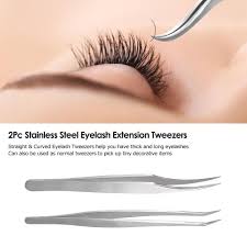 Eyelash tweezers are one of the most important tools in each eyelash extension treatment. Buy 2pc Eyelash Extension Tweezers Straight Curved Tip Eyelash Tweezers At Affordable Prices Free Shipping Real Reviews With Photos Joom