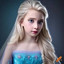 Tween-girl morphs into a beautiful Elsa real-life super-detailed enhanced 
