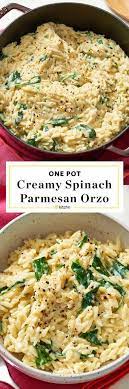 Recipe Creamy Spinach Parmesan Orzo Recipe Vegetarian Pasta Dishes Recipes Pasta Dishes
