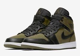Air Jordan 1 Mid Dark Olive 554724 301 Release Info Sneakers Men Fashion Mens Nike Shoes Nike Air Jordan Shoes
