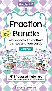 This Fraction Bundle Features 36 Differentiated Fractions Worksheets 360 Fraction Task Cards And 4 P Fractions Differentiation Math 4th Grade Math Worksheets