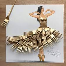 Fashion Illustration 3d Sketch Forks Utensils Fashion Design Drawings Art Dress Fashion Art