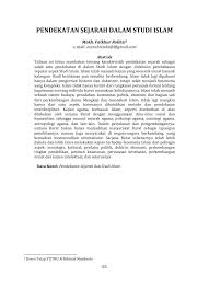Pdf Pendekatan Sejarah Dalam Studi Islam